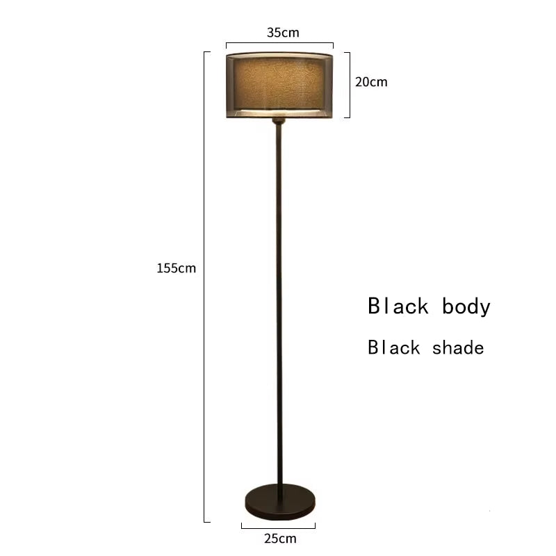 Nordic Modern Floor Standing Lamp with Double-Layer Fabric Lampshade for Bedroom Decor, E27 LED Compatible