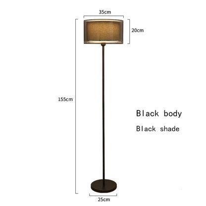 Nordic Modern Floor Standing Lamp with Double-Layer Fabric Lampshade for Bedroom Decor, E27 LED Compatible