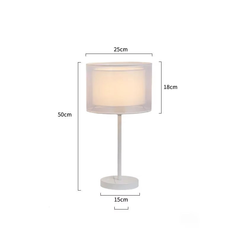 Nordic Modern Floor Standing Lamp with Double-Layer Fabric Lampshade for Bedroom Decor, E27 LED Compatible