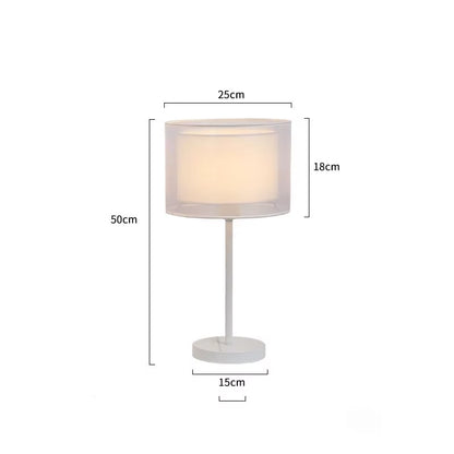 Nordic Modern Floor Standing Lamp with Double-Layer Fabric Lampshade for Bedroom Decor, E27 LED Compatible