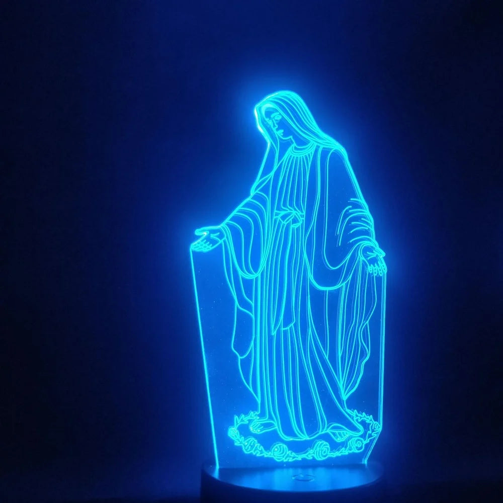 3D Night Light Jesus Illusion Lamp 7 Colors Changing LED Nightlight Christian Decorative Table Lamp Christian Prayer Lamp