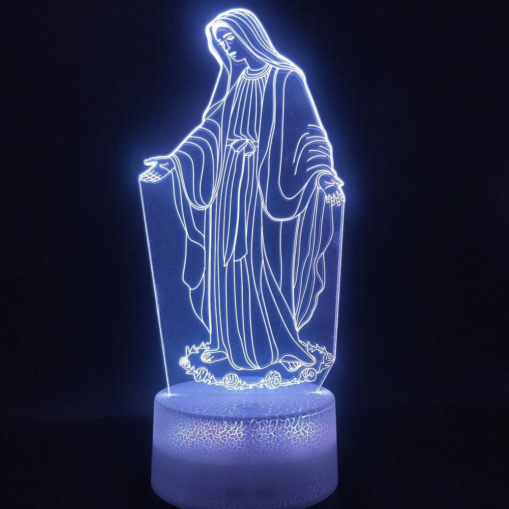 3D Night Light Jesus Illusion Lamp 7 Colors Changing LED Nightlight Christian Decorative Table Lamp Christian Prayer Lamp