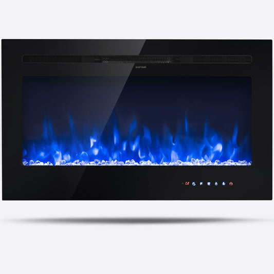 Cheminée Électrique Murale 900/1800W Télécommande Minuterie Écran Tactile 9 Couleurs De Flamme 915X14X54,5Cm Noir