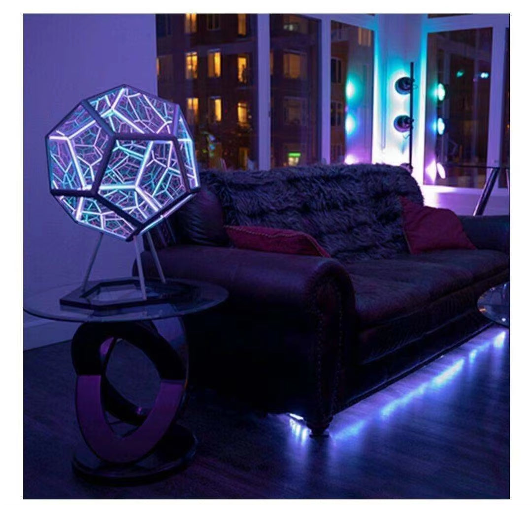 3D Cube Light Creative Cool Infinite Dodecahedron Nightlight Colorful Art Light USB Nightlight Girls Birthday Christmas Gift