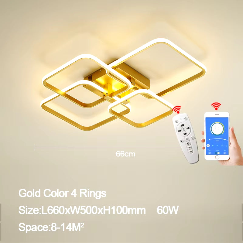 Dimming Gold Modern Led Ceiling Lights for Living Room Bedroom Led Lights for Room Indoor Lighting Led Ceiling Lamp AC90-260V