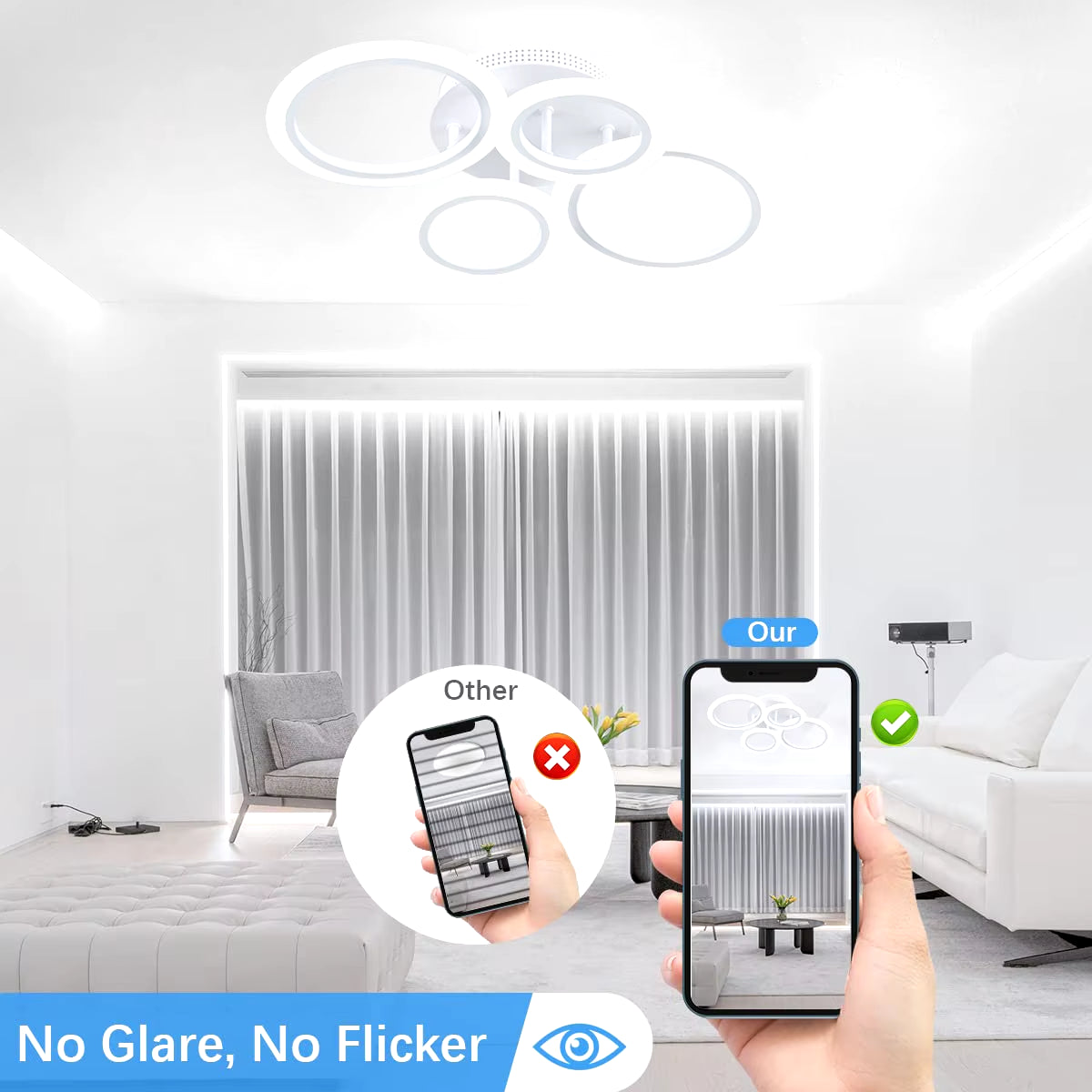 Led Acrylic Ceiling Light Chandelier Ring Pendats Lights Lamp Dimming Remote Control Indoor Lighting Fixture Bedroom Living Room