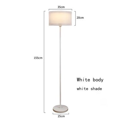 Nordic Modern Floor Standing Lamp with Double-Layer Fabric Lampshade for Bedroom Decor, E27 LED Compatible