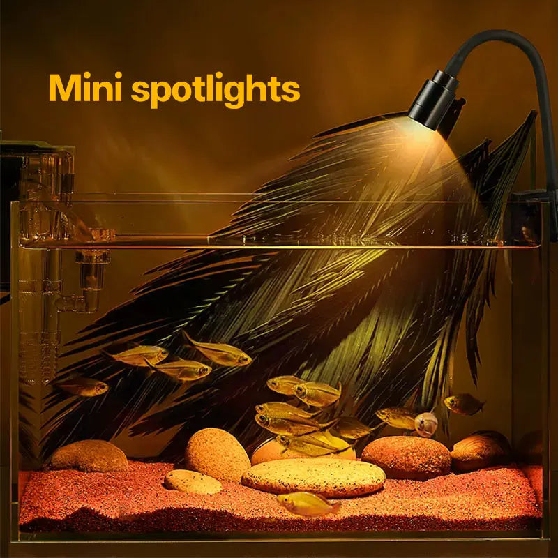 Aquarium Light Mini South American Spotlights COB LED Create a Fish Tank Ecology of South America Yellow and White Light 3W USB