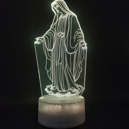 3D Night Light Jesus Illusion Lamp 7 Colors Changing LED Nightlight Christian Decorative Table Lamp Christian Prayer Lamp