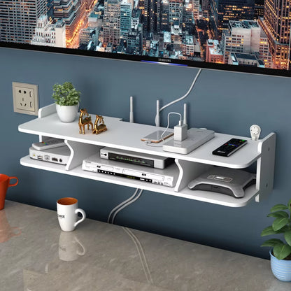 Hole Free Living Room TV Wall Set Top Box Shelf Shelf Shelf Router Storage Box Bedroom Wall Hanging Wifi Rack Shelf