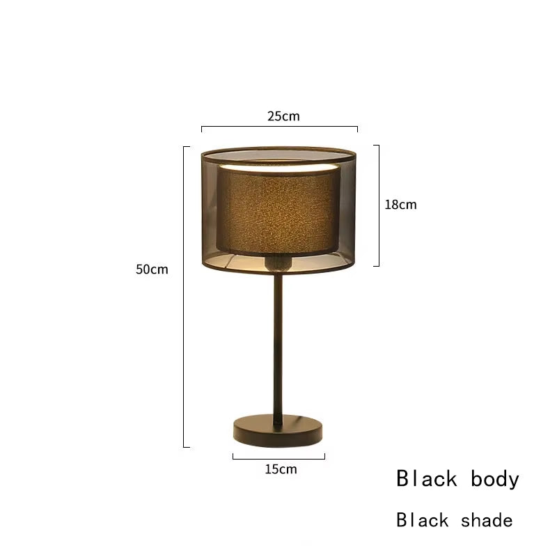 Nordic Modern Floor Standing Lamp with Double-Layer Fabric Lampshade for Bedroom Decor, E27 LED Compatible