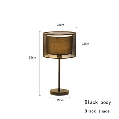 Nordic Modern Floor Standing Lamp with Double-Layer Fabric Lampshade for Bedroom Decor, E27 LED Compatible