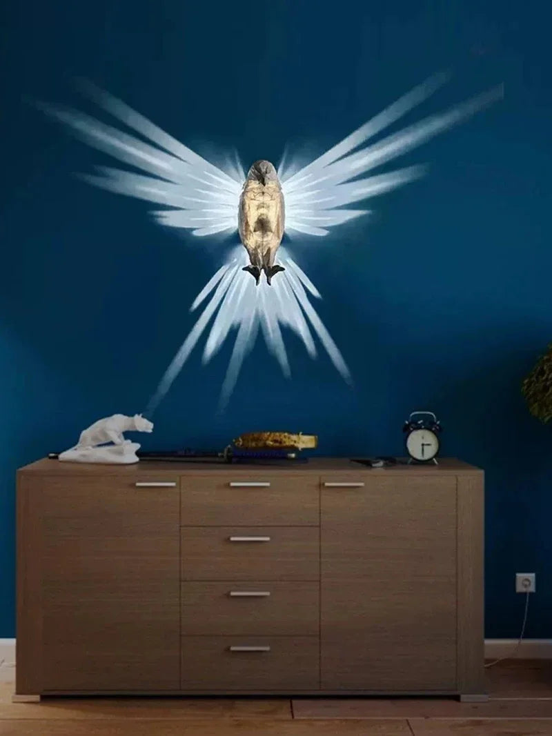 Modern 3D Printed Owl and Eagle Shape Projector Wall Lamp - Creative Atmosphere Lighting for Seasonal Decor