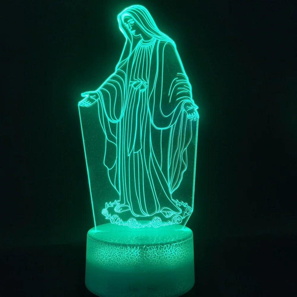 3D Night Light Jesus Illusion Lamp 7 Colors Changing LED Nightlight Christian Decorative Table Lamp Christian Prayer Lamp