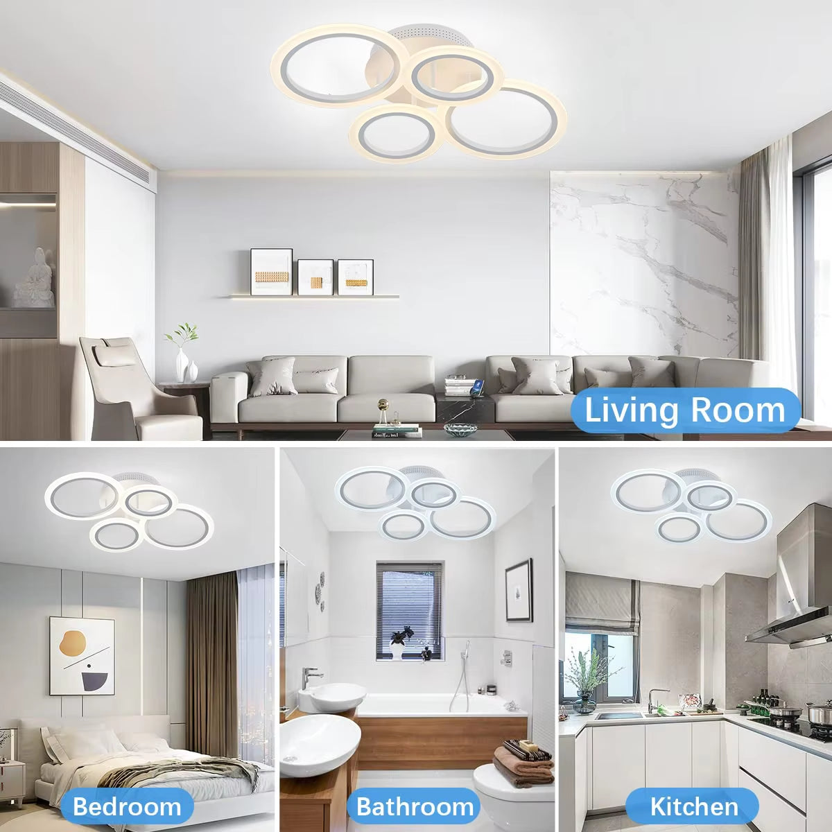 Led Acrylic Ceiling Light Chandelier Ring Pendats Lights Lamp Dimming Remote Control Indoor Lighting Fixture Bedroom Living Room