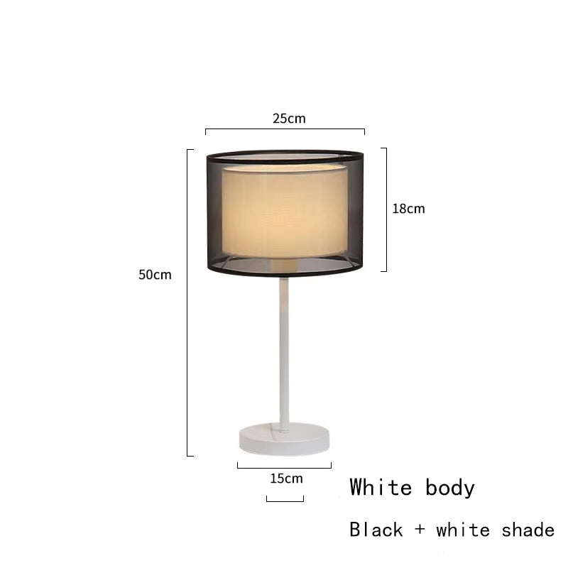 Nordic Modern Floor Standing Lamp with Double-Layer Fabric Lampshade for Bedroom Decor, E27 LED Compatible