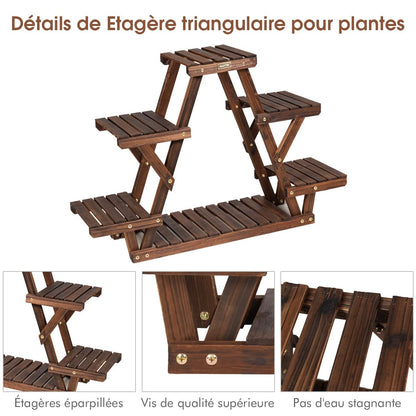 Étagère Pour Plantes En Bois 6 Tablettes 99 X 25 X 64 Cm Charge 10KG Par Niveau Terrasse Jardin Balcon Salon