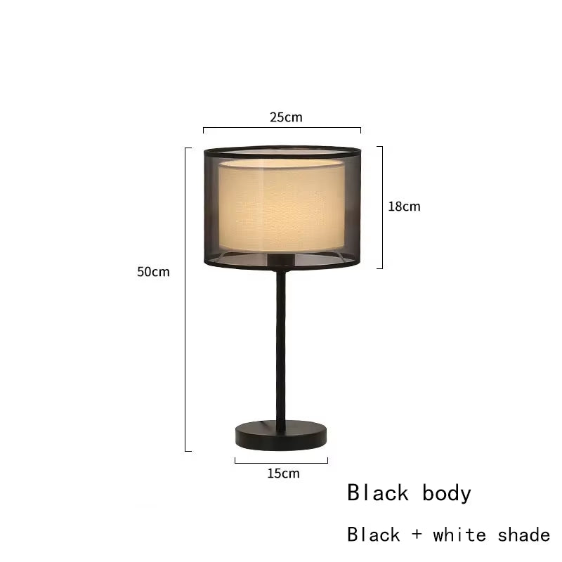 Nordic Modern Floor Standing Lamp with Double-Layer Fabric Lampshade for Bedroom Decor, E27 LED Compatible