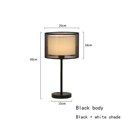 Nordic Modern Floor Standing Lamp with Double-Layer Fabric Lampshade for Bedroom Decor, E27 LED Compatible